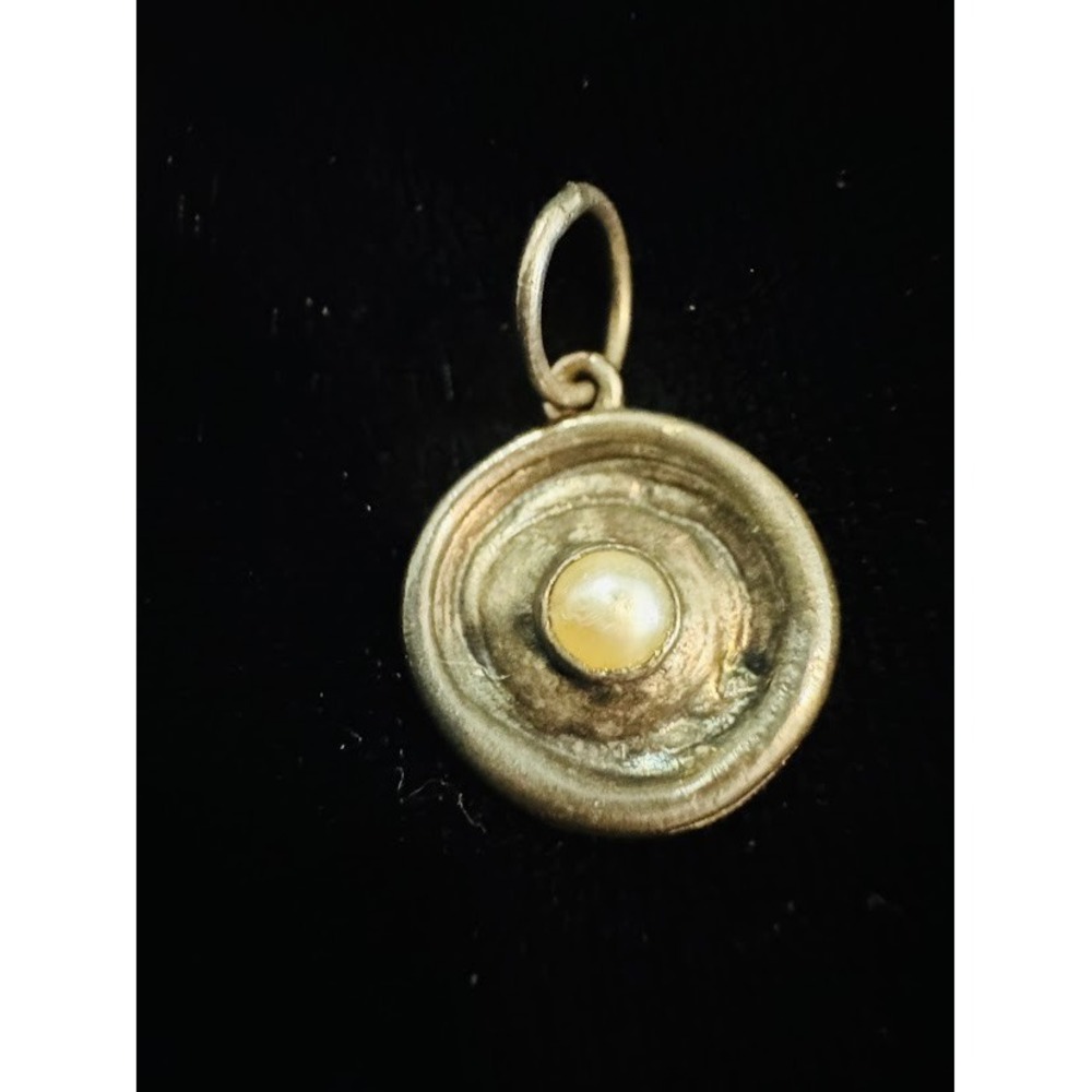 Waxing Poetic Sterling Silver Brass Pearl Concentric Circle Round Charm Pendant